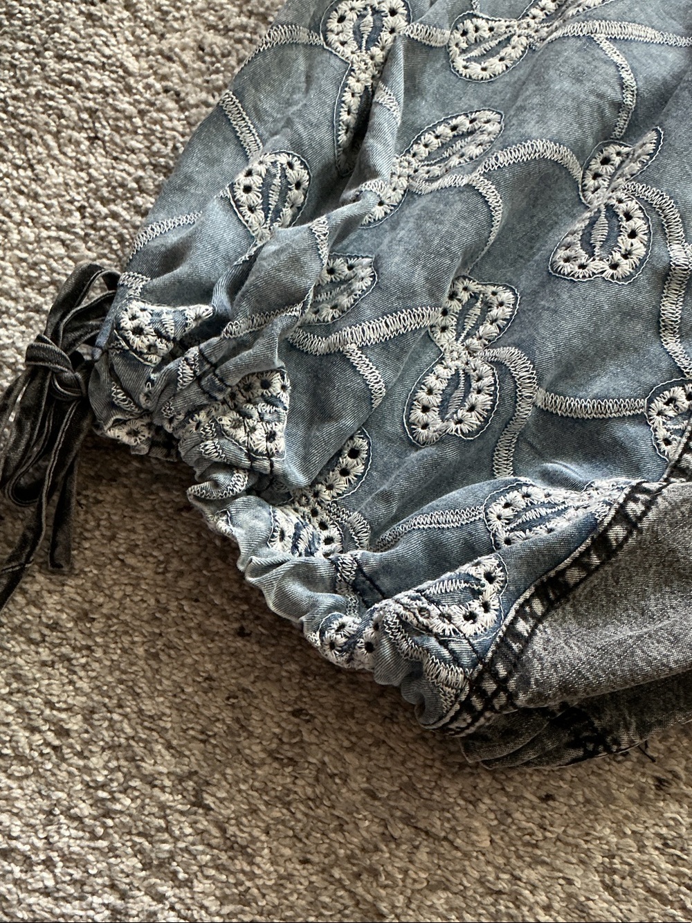 Oli & Hali Gray Patchwork Tencel Denim Overalls - Picture 13 of 15